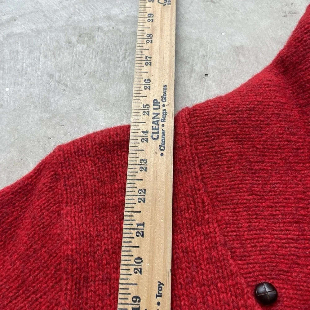 Vintage 90s L.L. Bean Red Wool Fisherman Knit Sweater Coastal Shawl Neck‎ Size M
